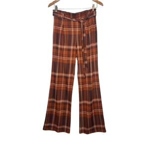 Passports Pants Womens Small Trousers Wide Leg Checked Vintage Retro plaid 70s